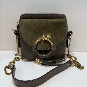 See by Chloè Gray Suede and Leather Crossbody Bag